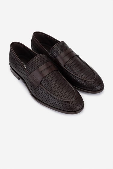  Valmenti Erkek Hakiki Deri Kahverengi Loafer Ayakkabı