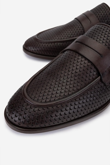  Valmenti Erkek Hakiki Deri Kahverengi Loafer Ayakkabı