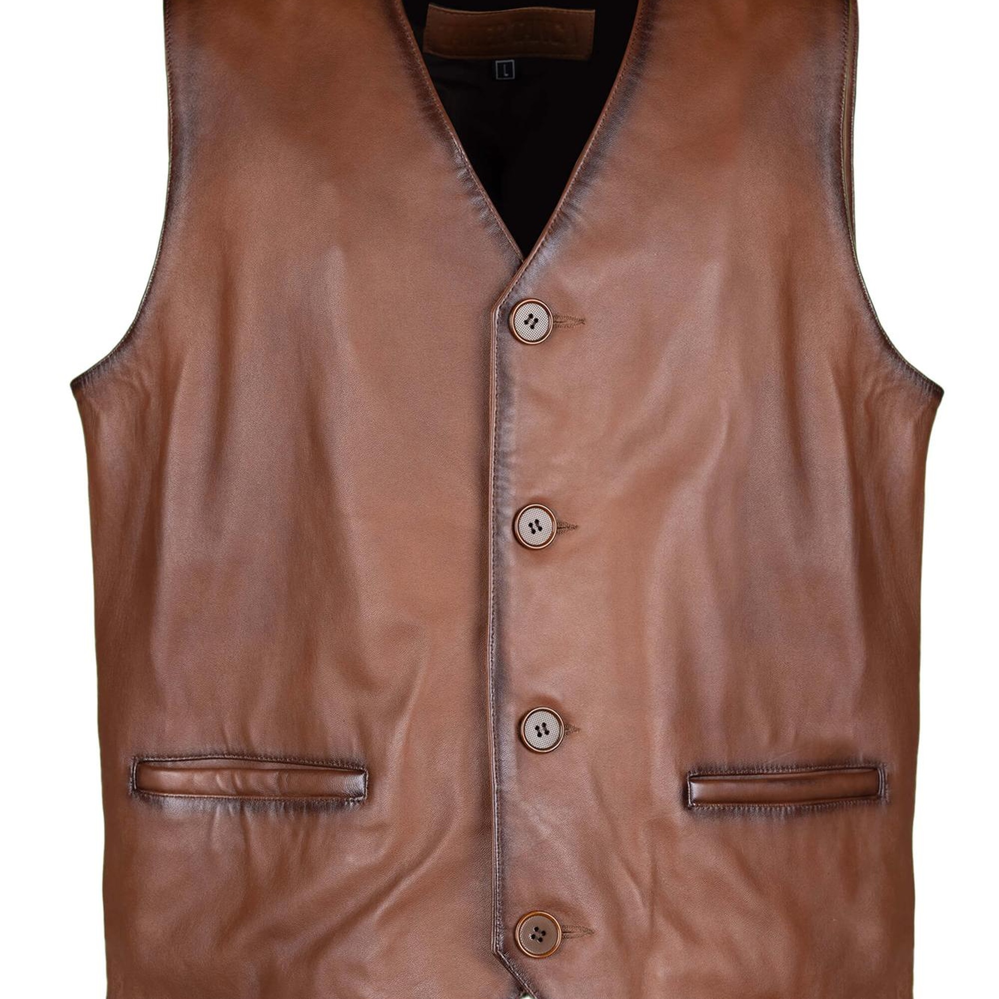 Tamer Tanca Erkek Hakiki Deri Taba Yelek Deri Mont