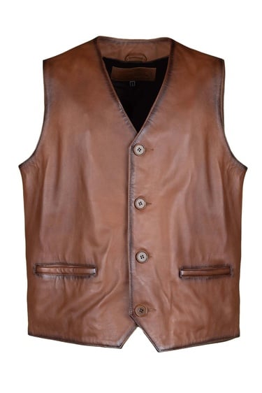  Tamer Tanca Erkek Hakiki Deri Taba Yelek Deri Mont