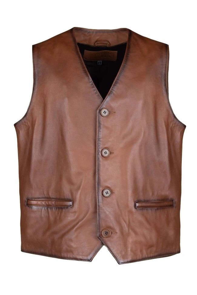  Tamer Tanca Erkek Hakiki Deri Taba Yelek Deri Mont