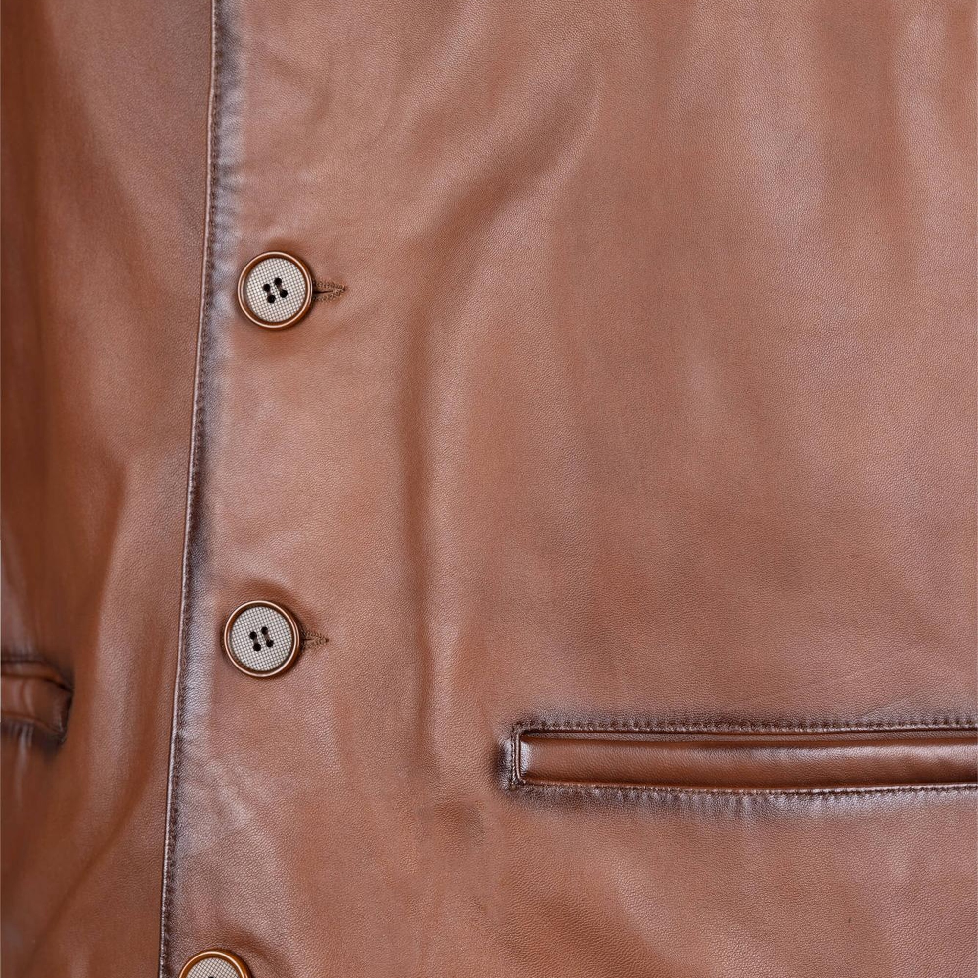 Tamer Tanca Erkek Hakiki Deri Taba Yelek Deri Mont