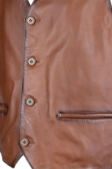  Tamer Tanca Erkek Hakiki Deri Taba Yelek Deri Mont