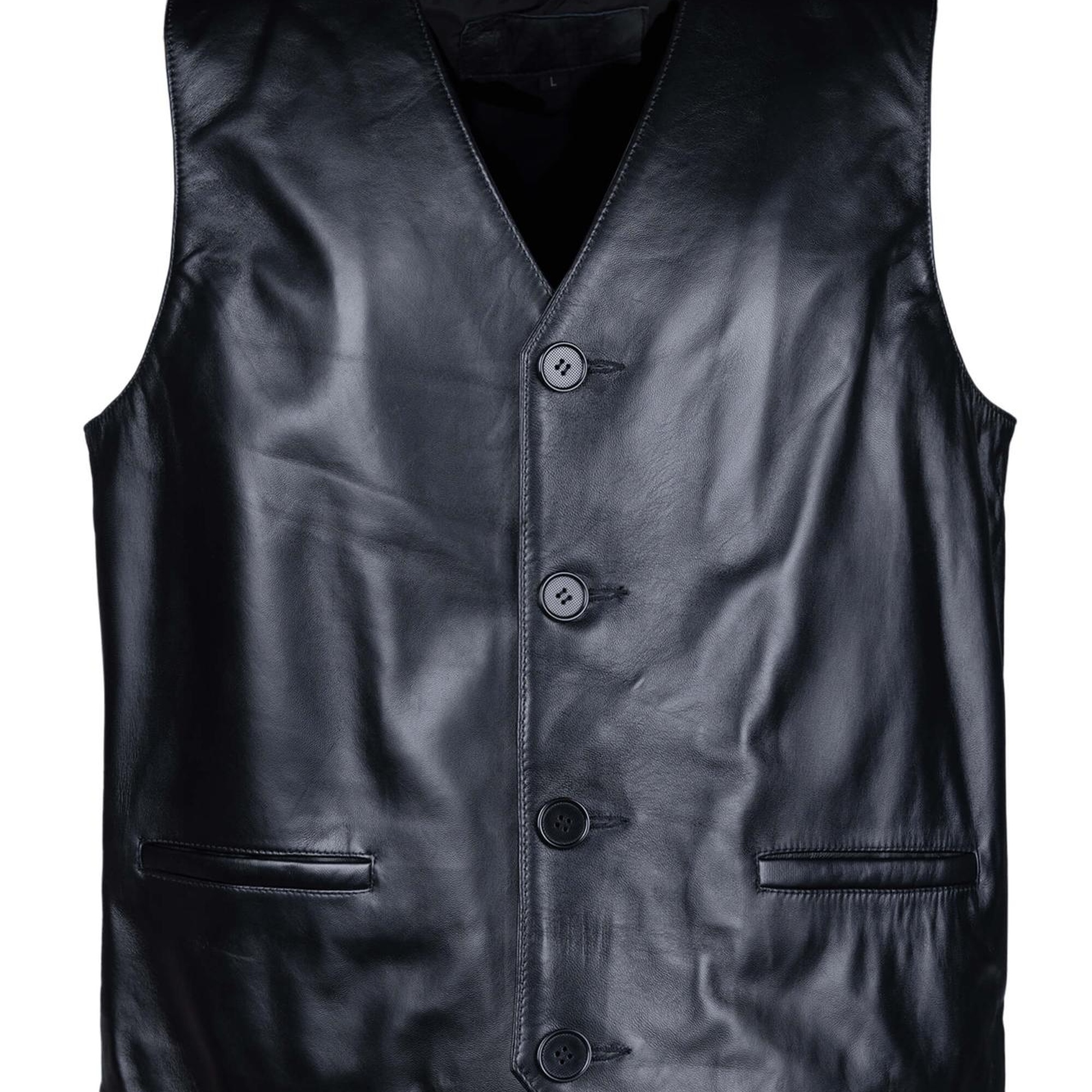 Tamer Tanca Erkek Hakiki Deri Siyah Yelek Deri Mont