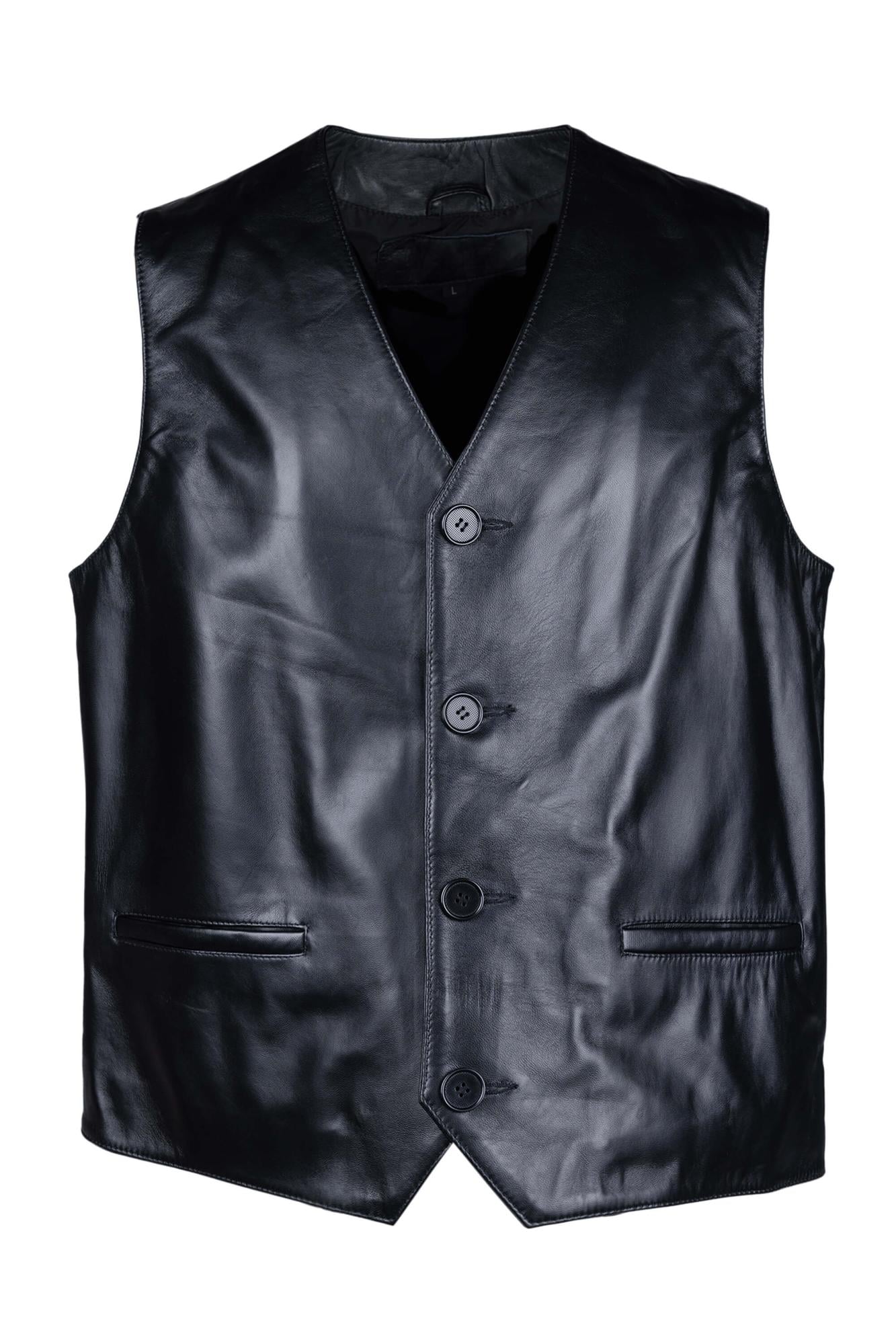  Tamer Tanca Erkek Hakiki Deri Siyah Yelek Deri Mont