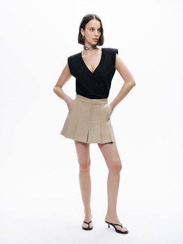  Pileli Mini Şort Etek