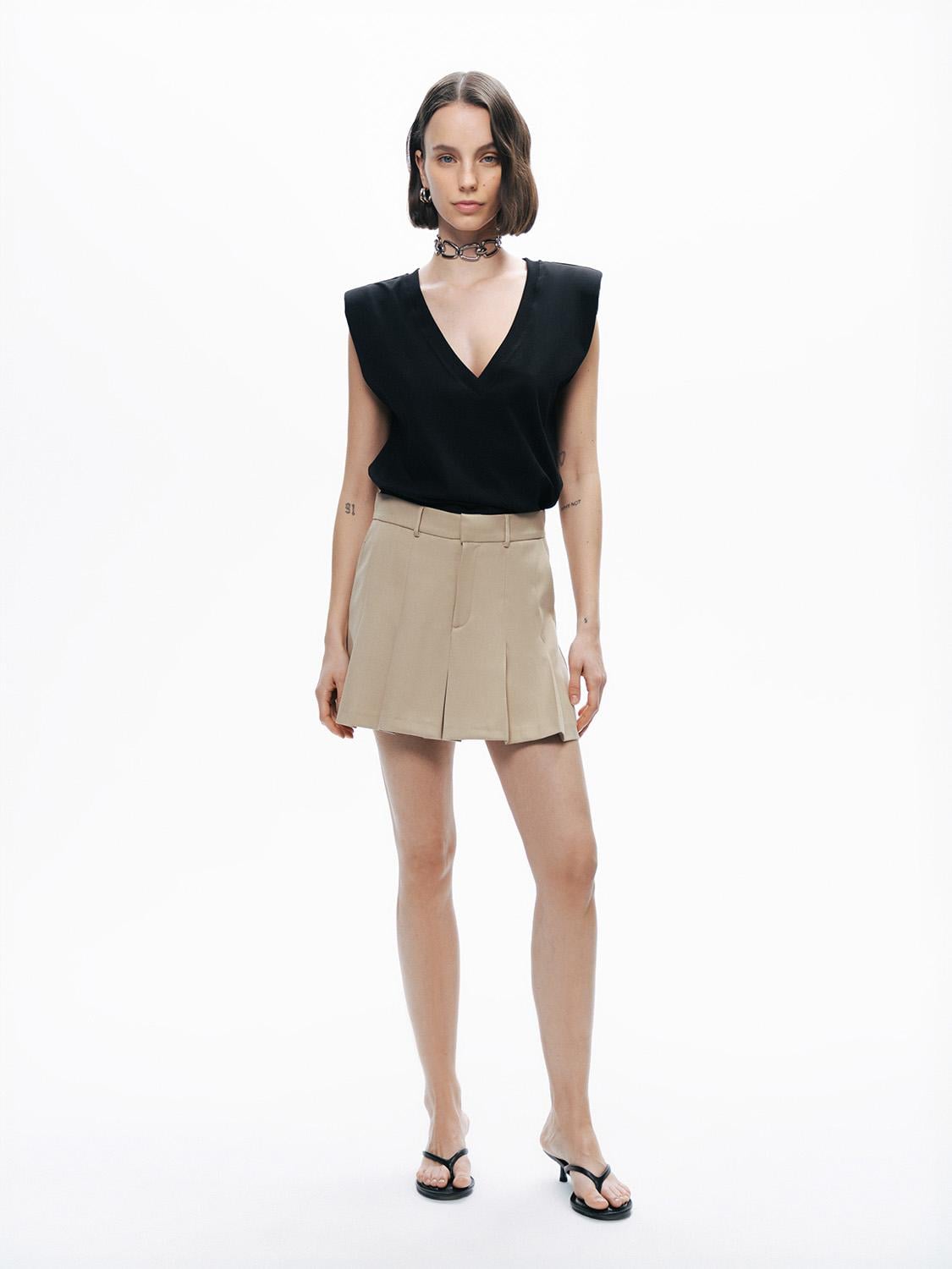  Pileli Mini Şort Etek