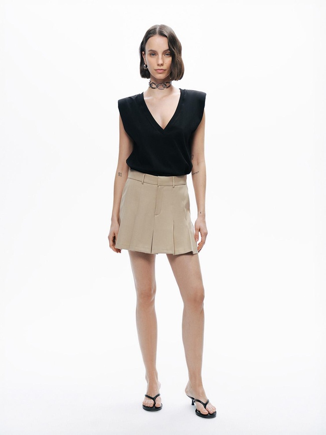  Pileli Mini Şort Etek