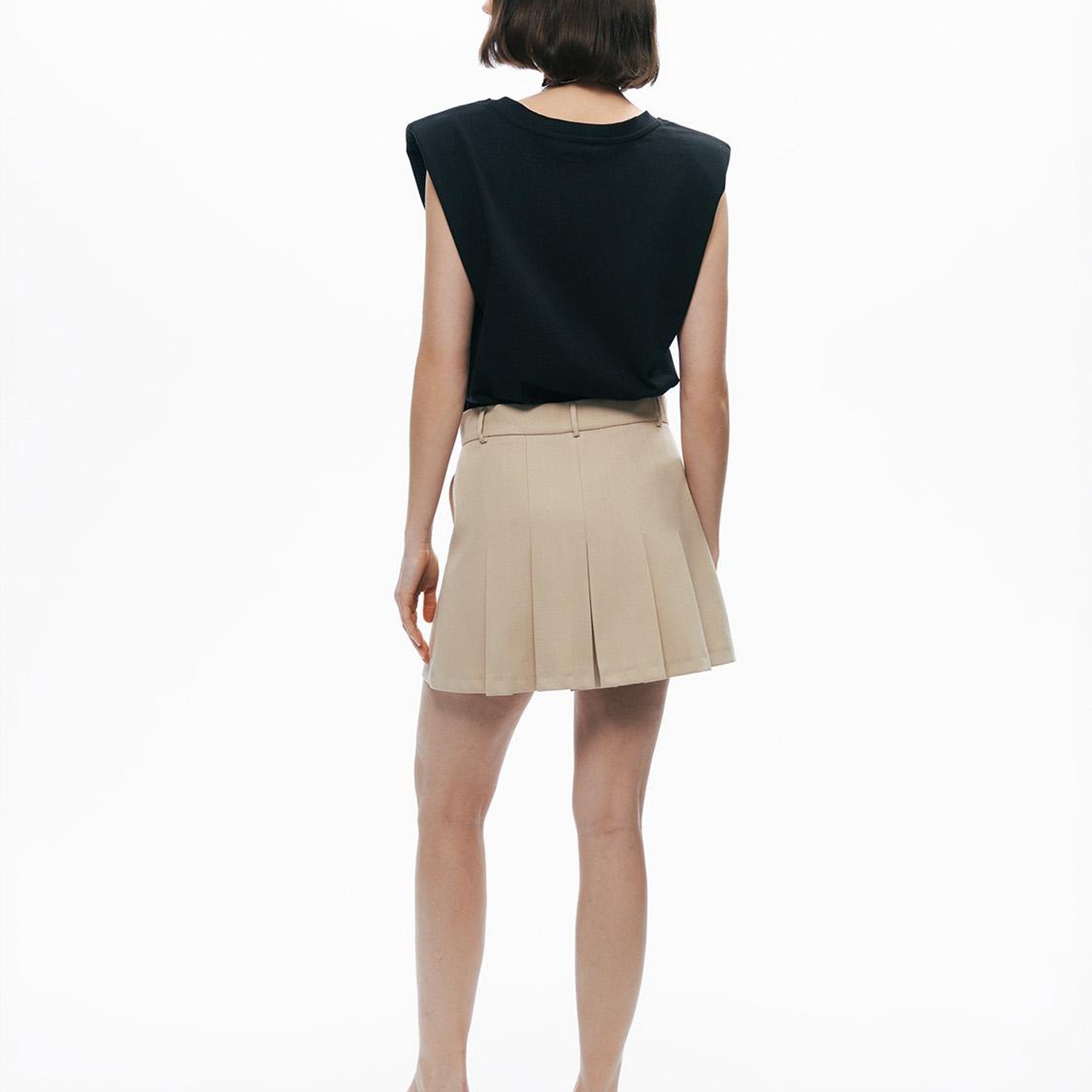 Pileli Mini Şort Etek