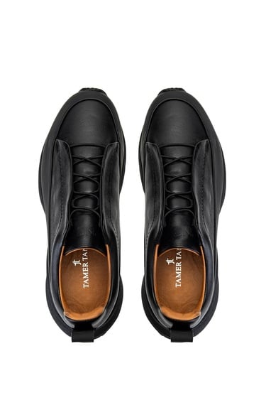  Tamer Tanca Erkek Hakiki Deri Siyah Sneakers & Spor Ayakkabı