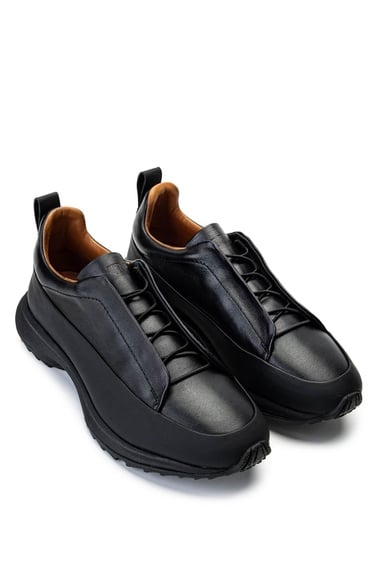  Tamer Tanca Erkek Hakiki Deri Siyah Sneakers & Spor Ayakkabı