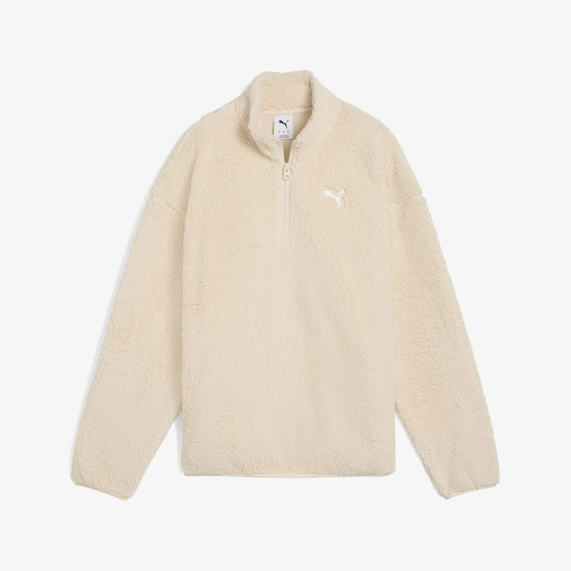 Puma Essential Elevated Half-Zip Crew Kadın Krem Rengi Sweatshirt