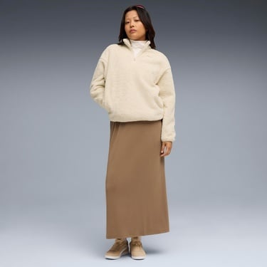  Puma Essential Elevated Half-Zip Crew Kadın Krem Rengi Sweatshirt