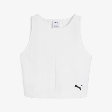  Puma Wardrobe Essential Ribbed Crop Top Kadın Beyaz T-Shirt