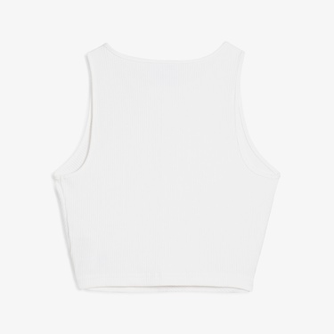  Puma Wardrobe Essential Ribbed Crop Top Kadın Beyaz T-Shirt