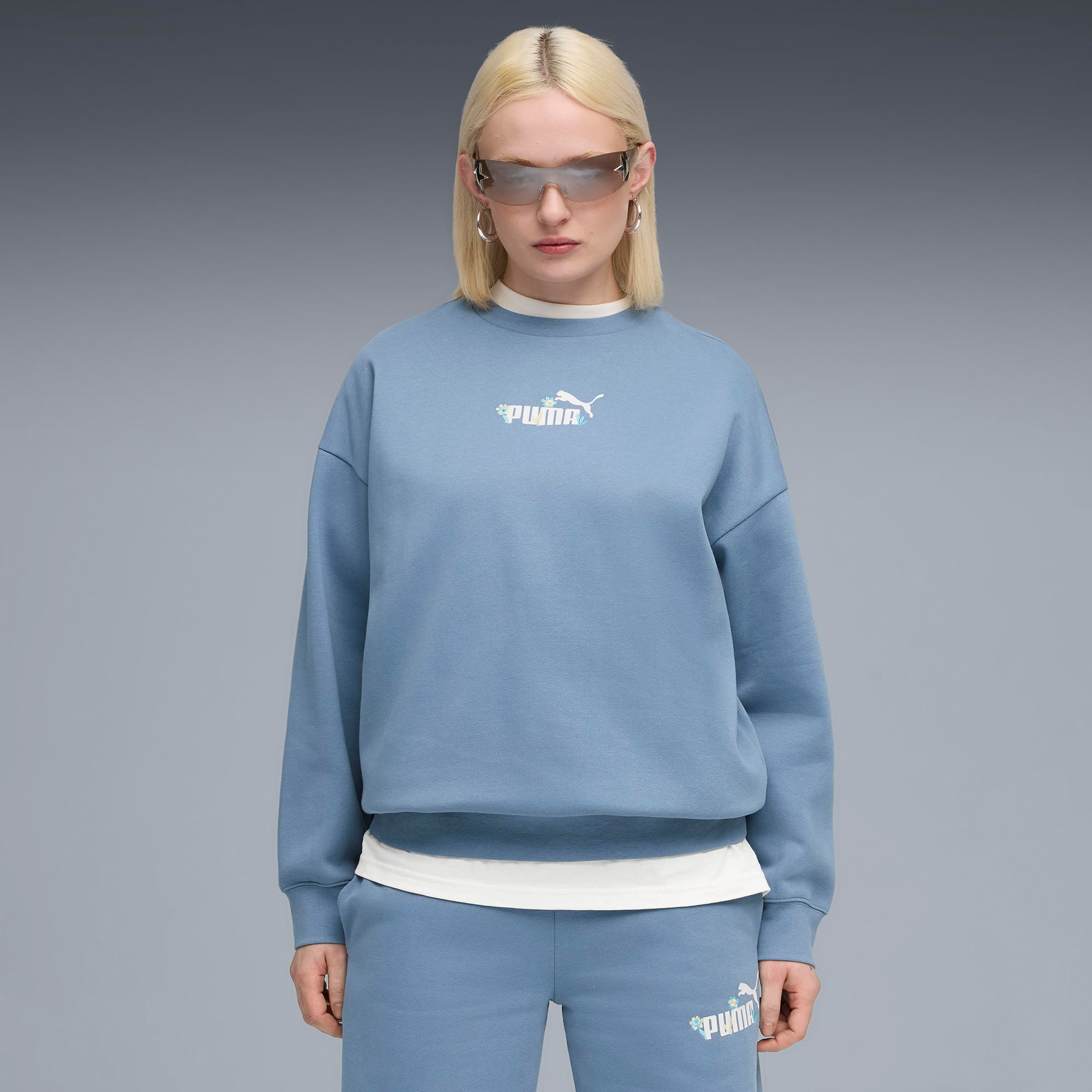  Puma Essential NATURE 2.0  Crew Kadın Mavi Sweatshirt