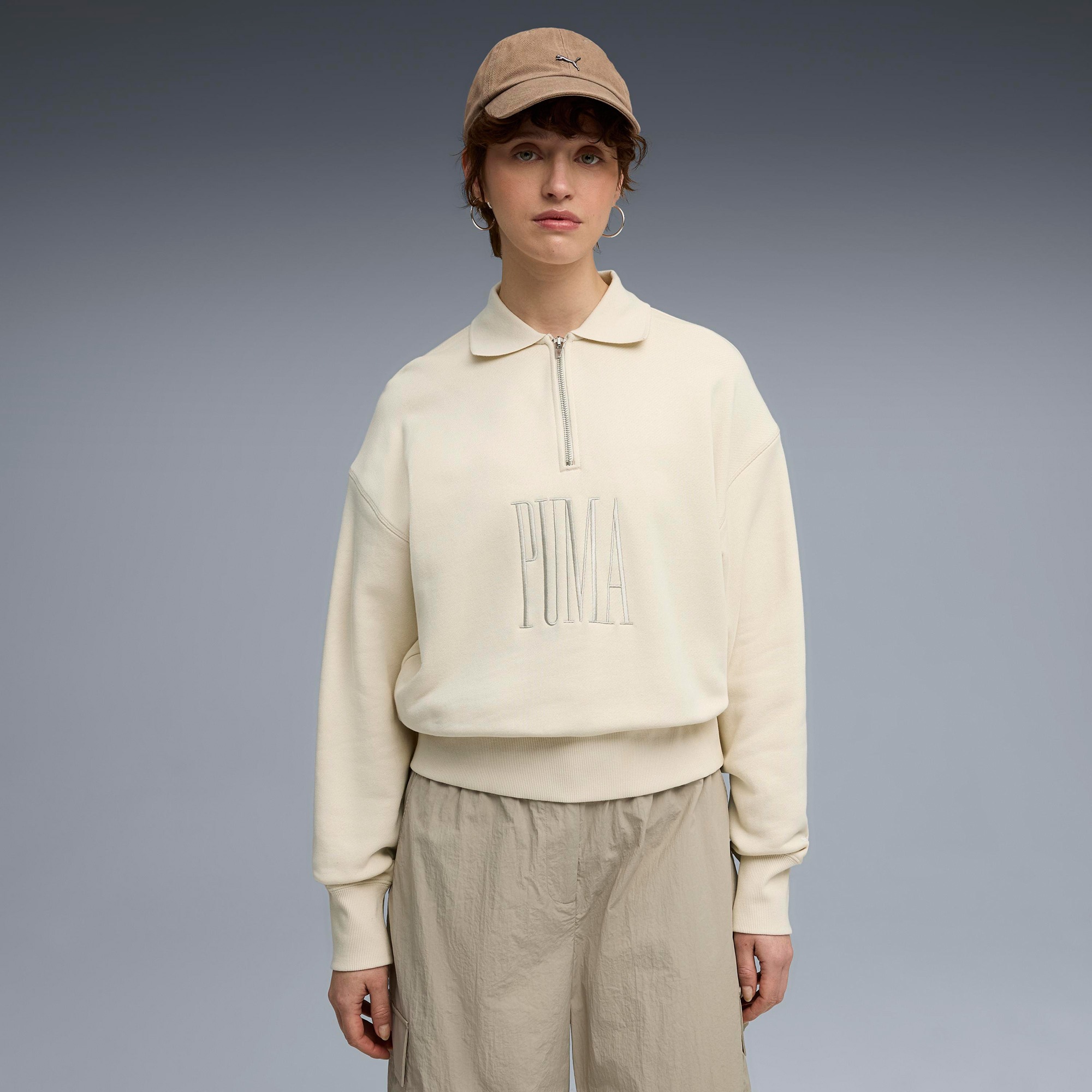 Puma Premium Essential Polo Crew Kadın Siyah Sweatshirt