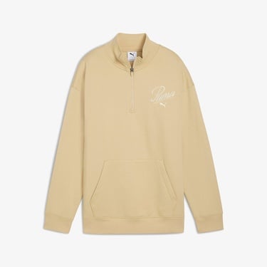  Puma Essential Script Half-Zip Crew Kadın Gri Sweatshirt