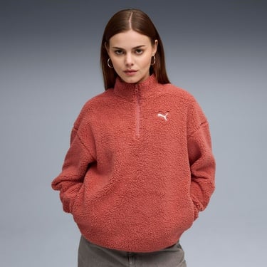  Puma Essential Elevated Half-Zip Crew Kadın Kırmızı Sweatshirt