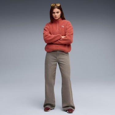  Puma Essential Elevated Half-Zip Crew Kadın Kırmızı Sweatshirt