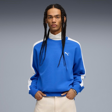  Puma T7 Relaxed Crew Erkek Mavi Sweatshirt
