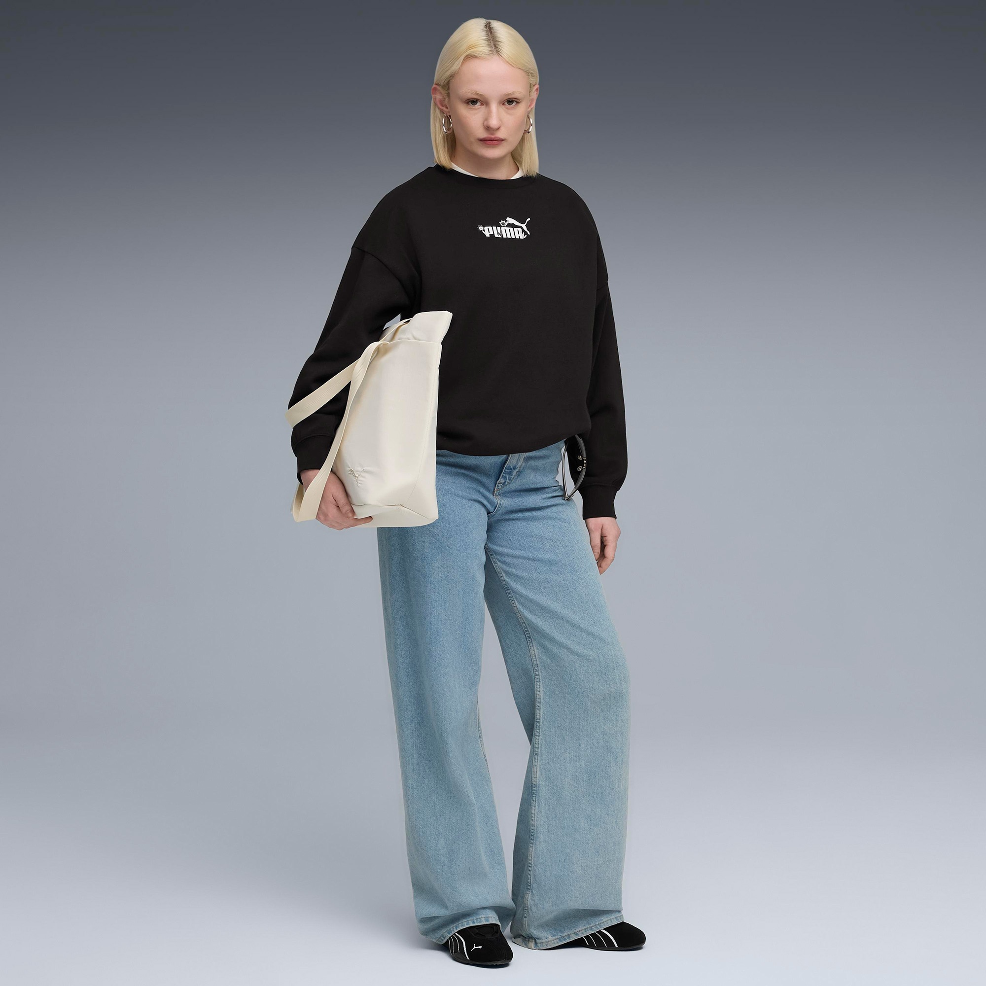 Puma Essential NATURE 2.0  Crew Kadın Siyah Sweatshirt