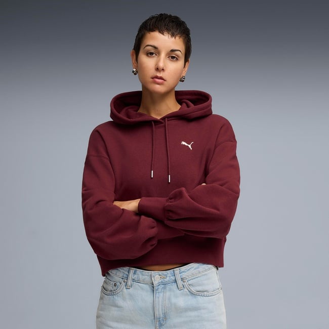  Puma Wardrobe Essential Cropped  Kadın Kırmızı Sweatshirt