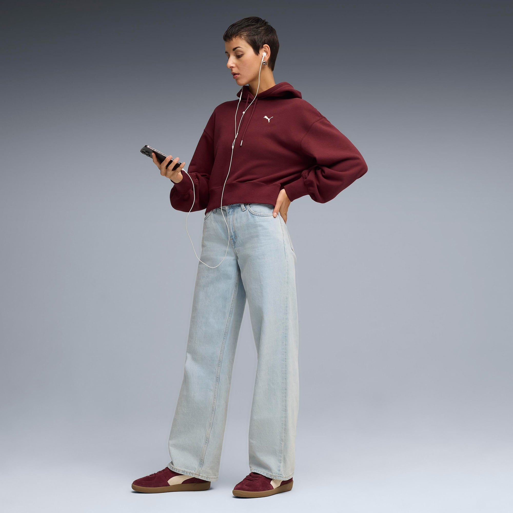 Puma Wardrobe Essential Cropped  Kadın Kırmızı Sweatshirt