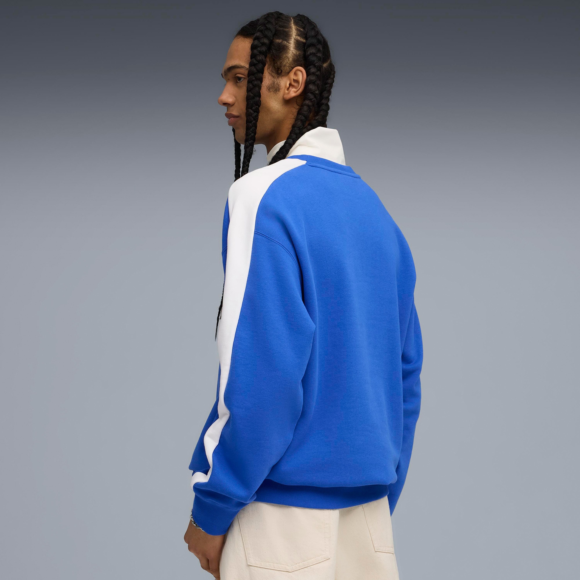 Puma T7 Relaxed Crew Erkek Mavi Sweatshirt