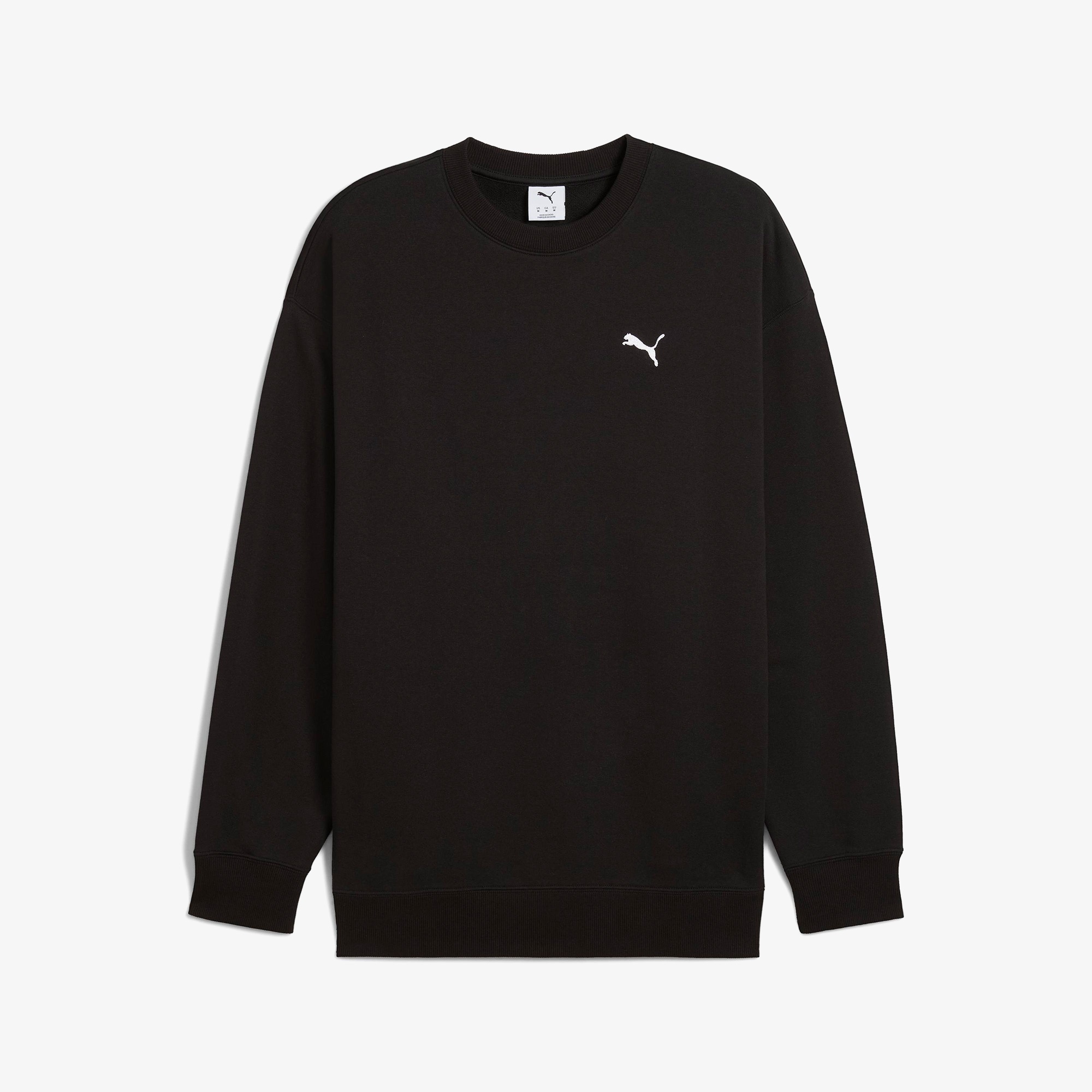 Puma Wardrobe Essential Relaxed Crew Erkek Siyah Sweatshirt