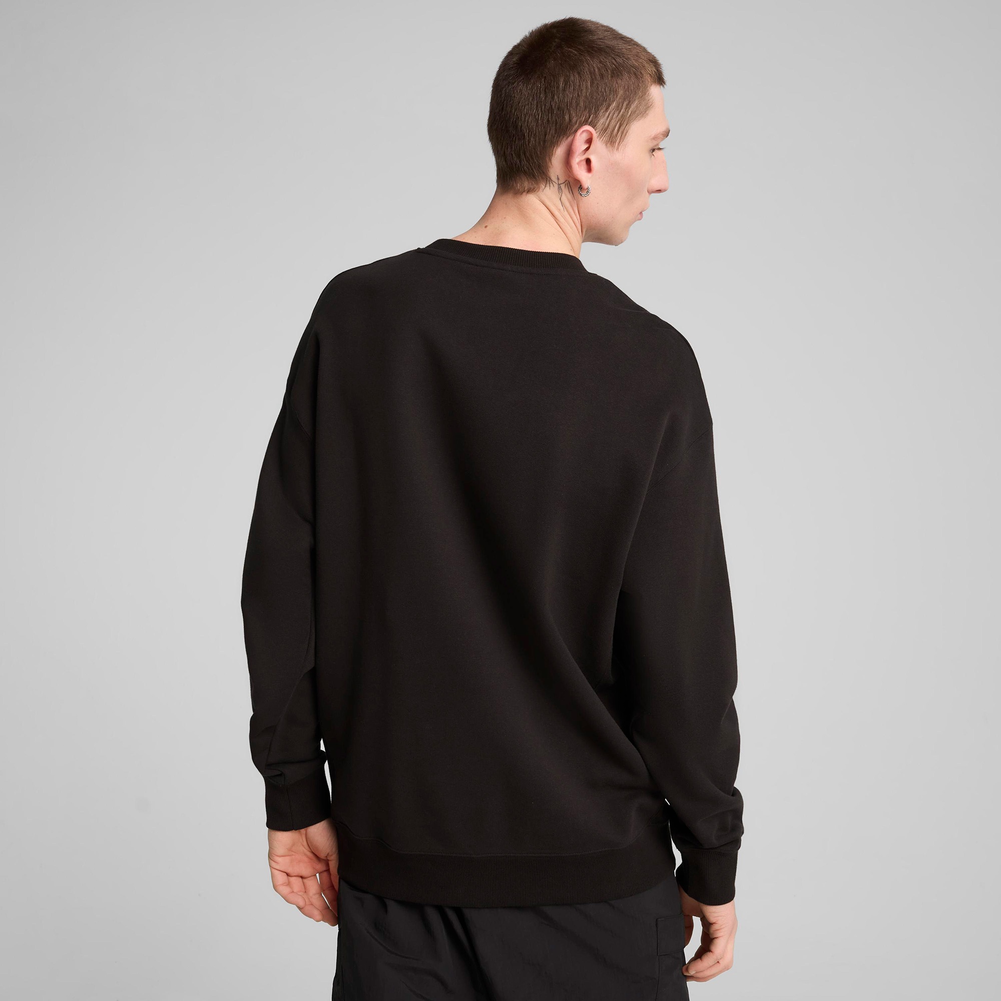 Puma Wardrobe Essential Relaxed Crew Erkek Siyah Sweatshirt