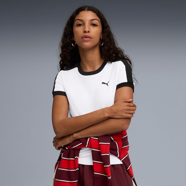  Puma T7 Slim  Kadın Beyaz T-Shirt