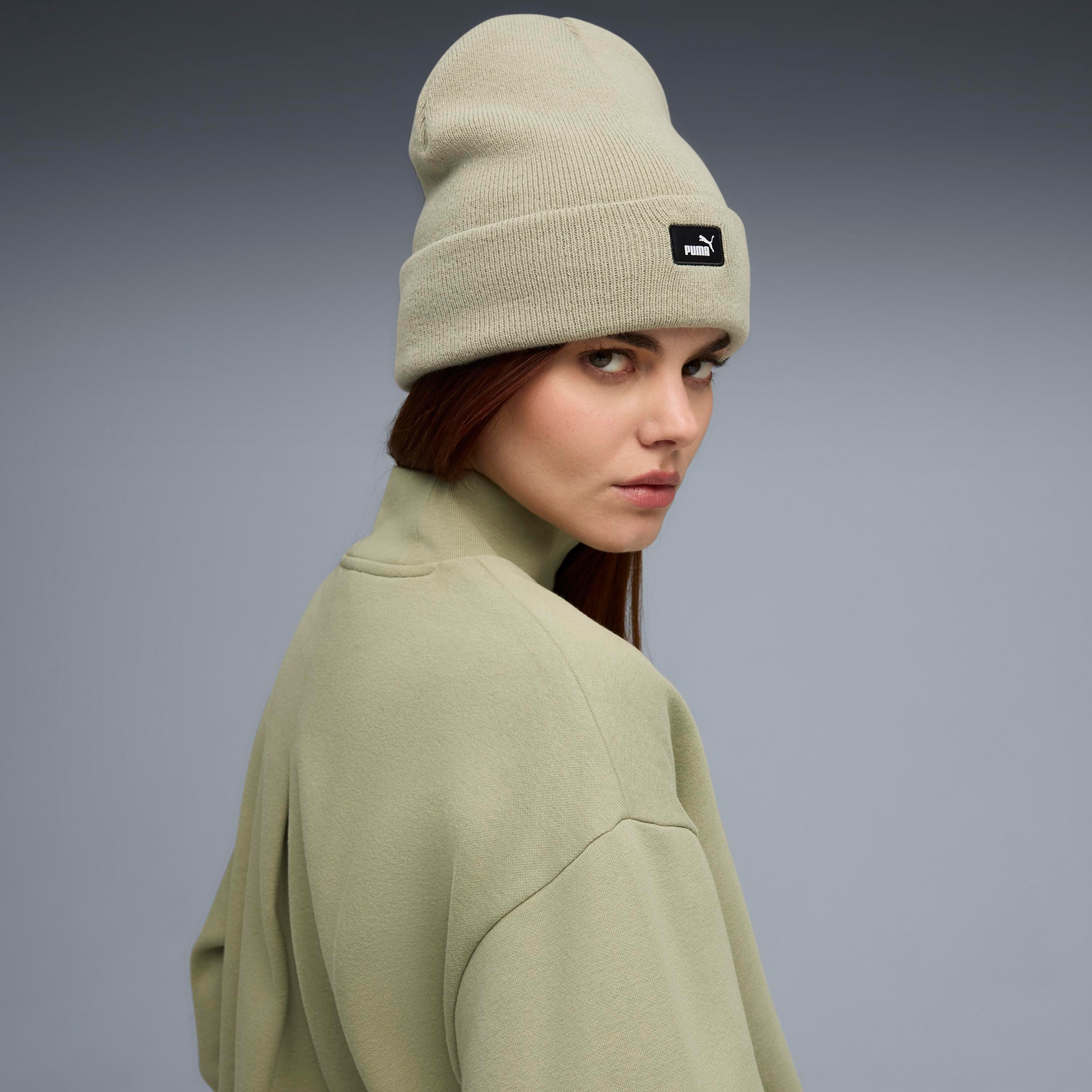 Puma Essential Mid Crown Beanie Unisex Haki Bere