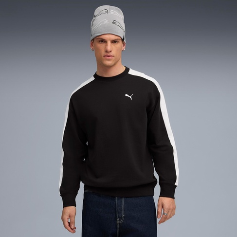  Puma T7 Relaxed Crew Erkek Siyah Sweatshirt