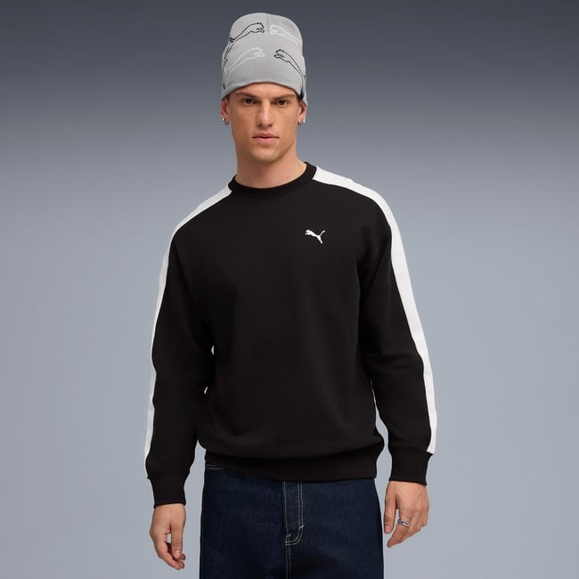  Puma T7 Relaxed Crew Erkek Siyah Sweatshirt