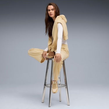  Puma Essential Elevated Velour Kadın Bej Eşofman Altı