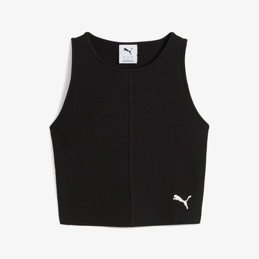  Puma Wardrobe Essential Ribbed Crop Top Kadın Siyah T-Shirt