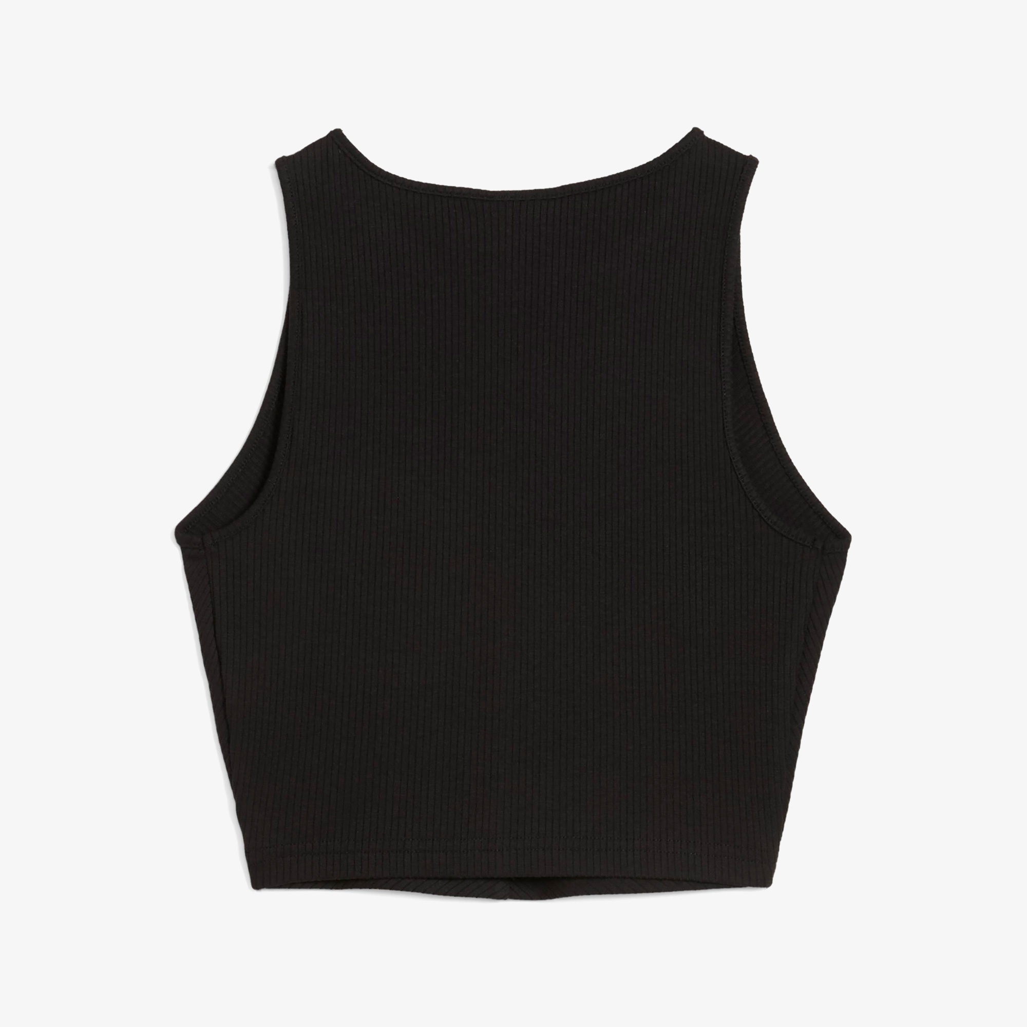 Puma Wardrobe Essential Ribbed Crop Top Kadın Siyah T-Shirt