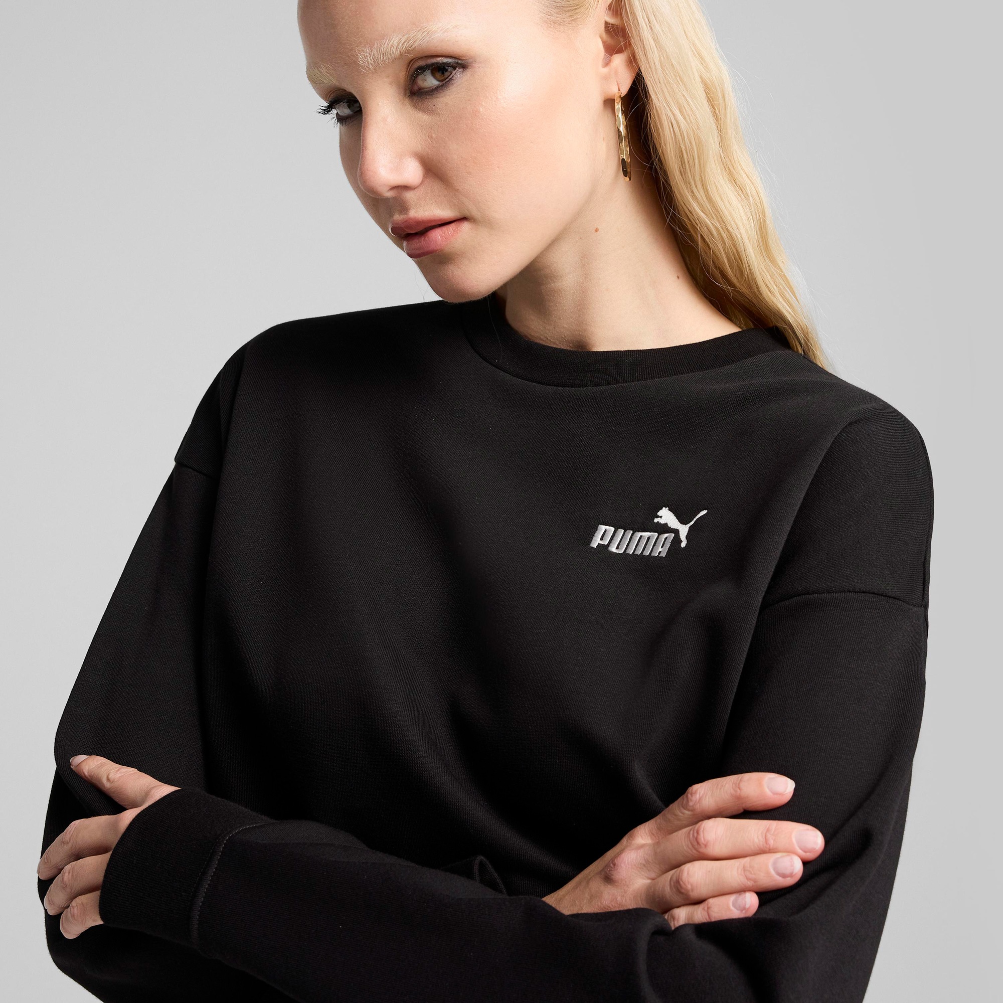 Puma Essential No.1 Logo Relaxed Crew Kadın Siyah Sweatshirt