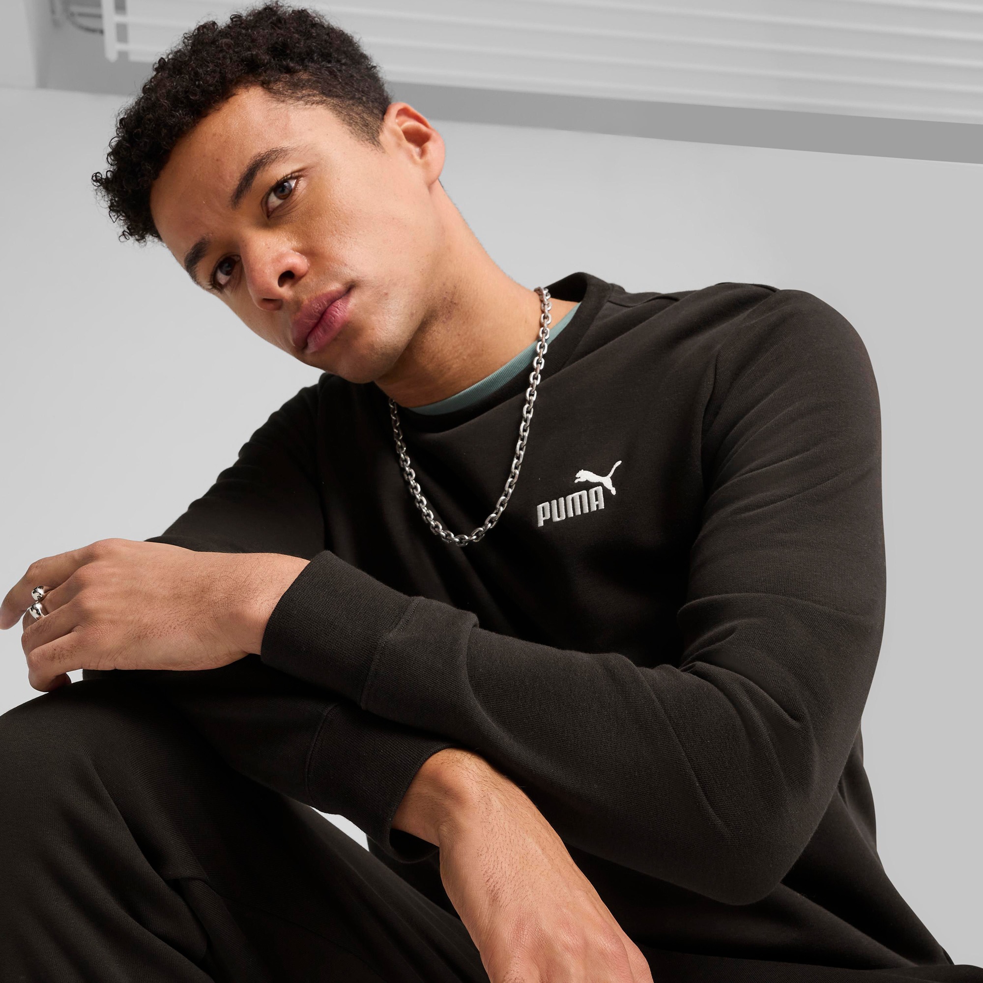 Puma Essential Small No. 1 Logo Crew Erkek Siyah Sweatshirt