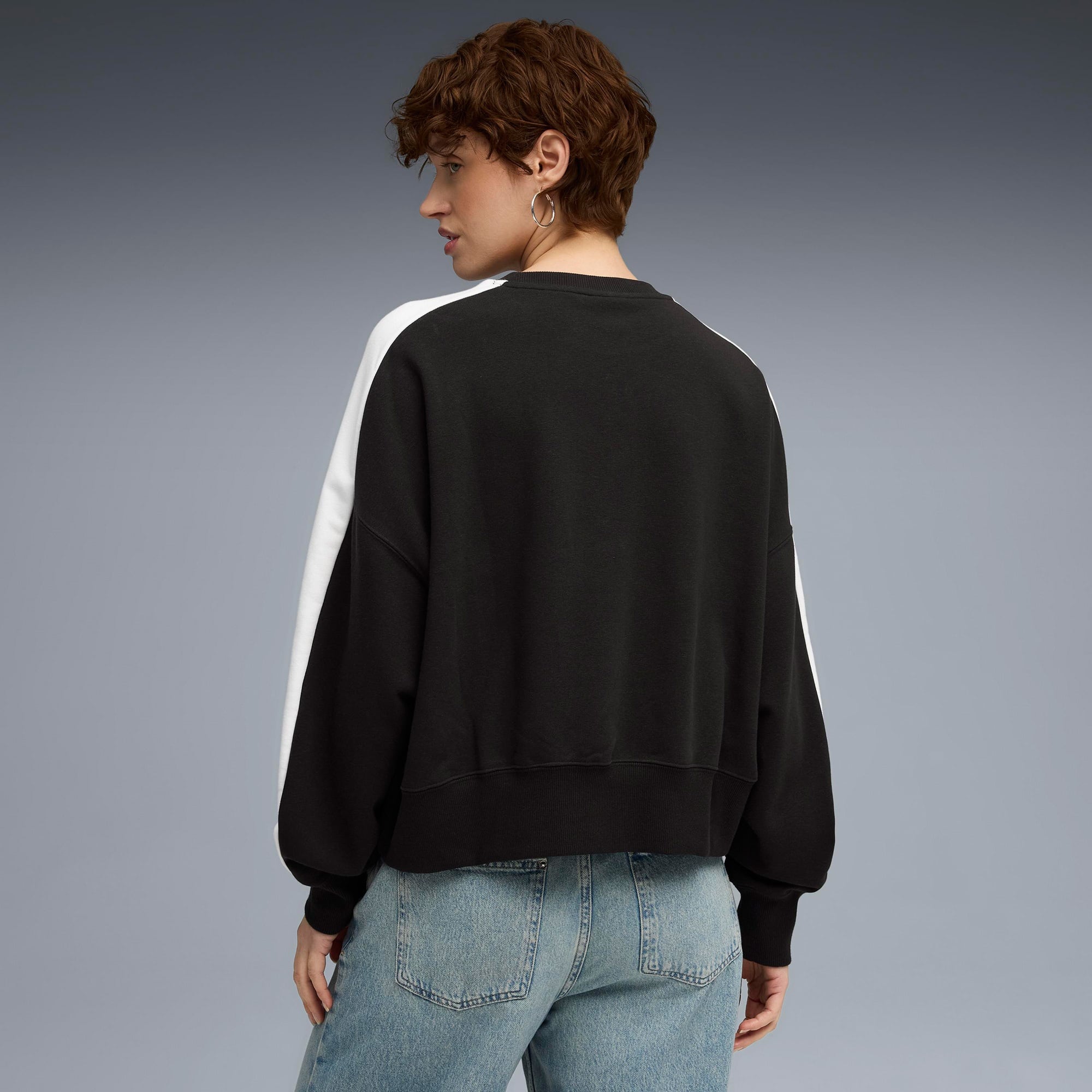 Puma T7 Over-Oversized Crew Kadın Siyah Sweatshirt