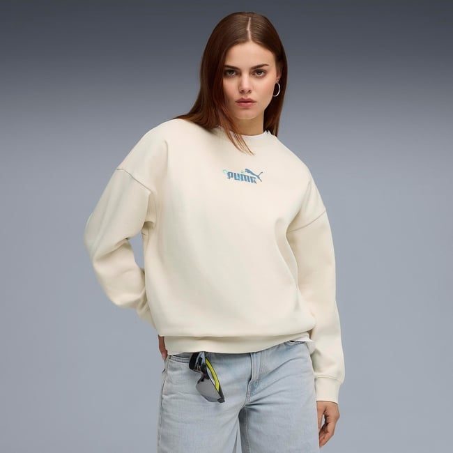 Puma Essential Nature 2.0 Kadın Krem Rengi Sweatshirt