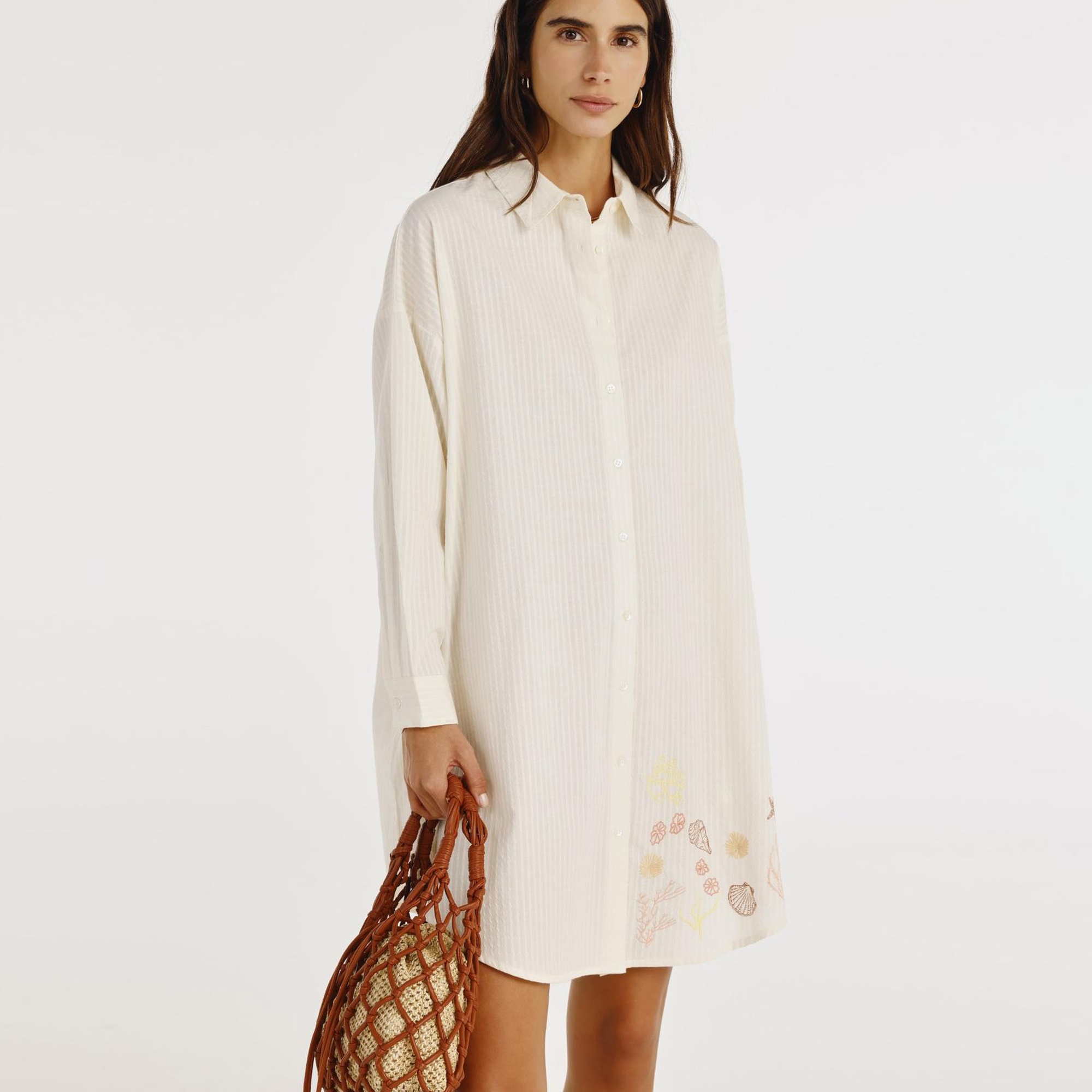 YARGICI Gömlek Yaka Elbise Arka Detaylı