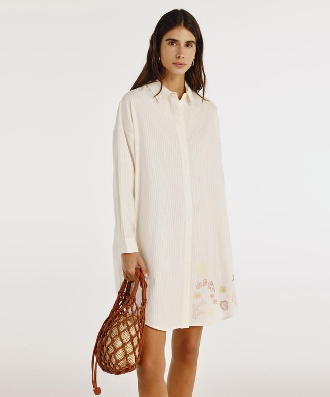  YARGICI Gömlek Yaka Elbise Arka Detaylı