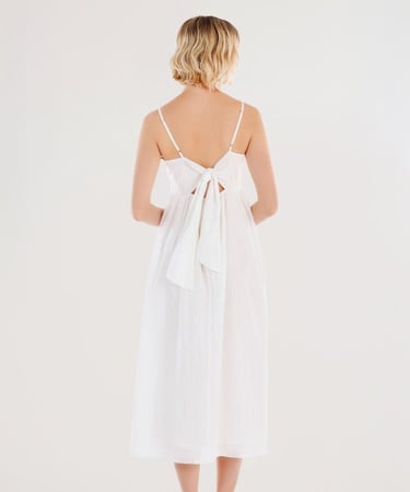  YARGICI Boncuk İşlemeli Askılı Uzun Elbise