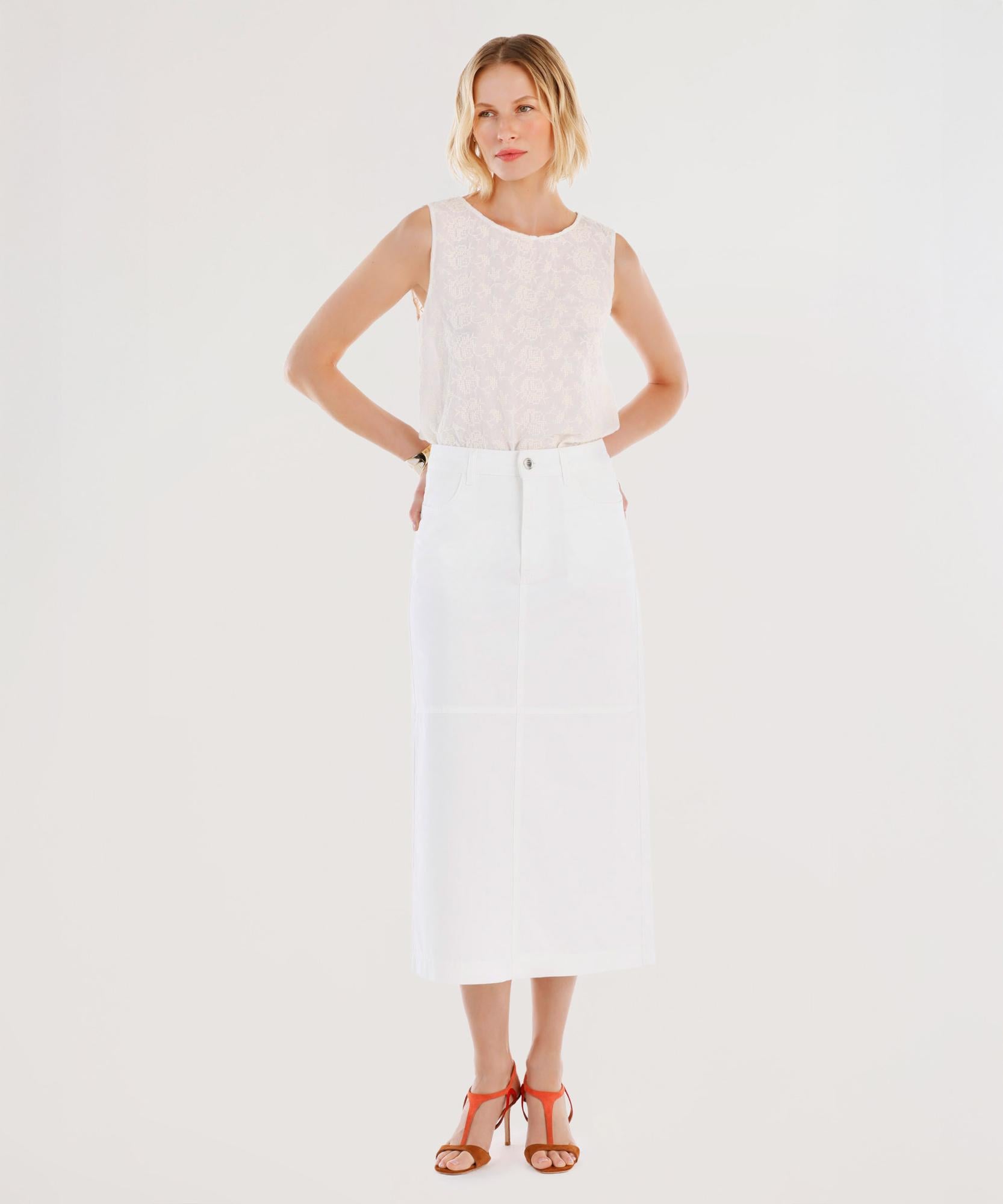  YARGICI Yırtmaç Detaylı Denim Etek