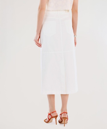  YARGICI Yırtmaç Detaylı Denim Etek