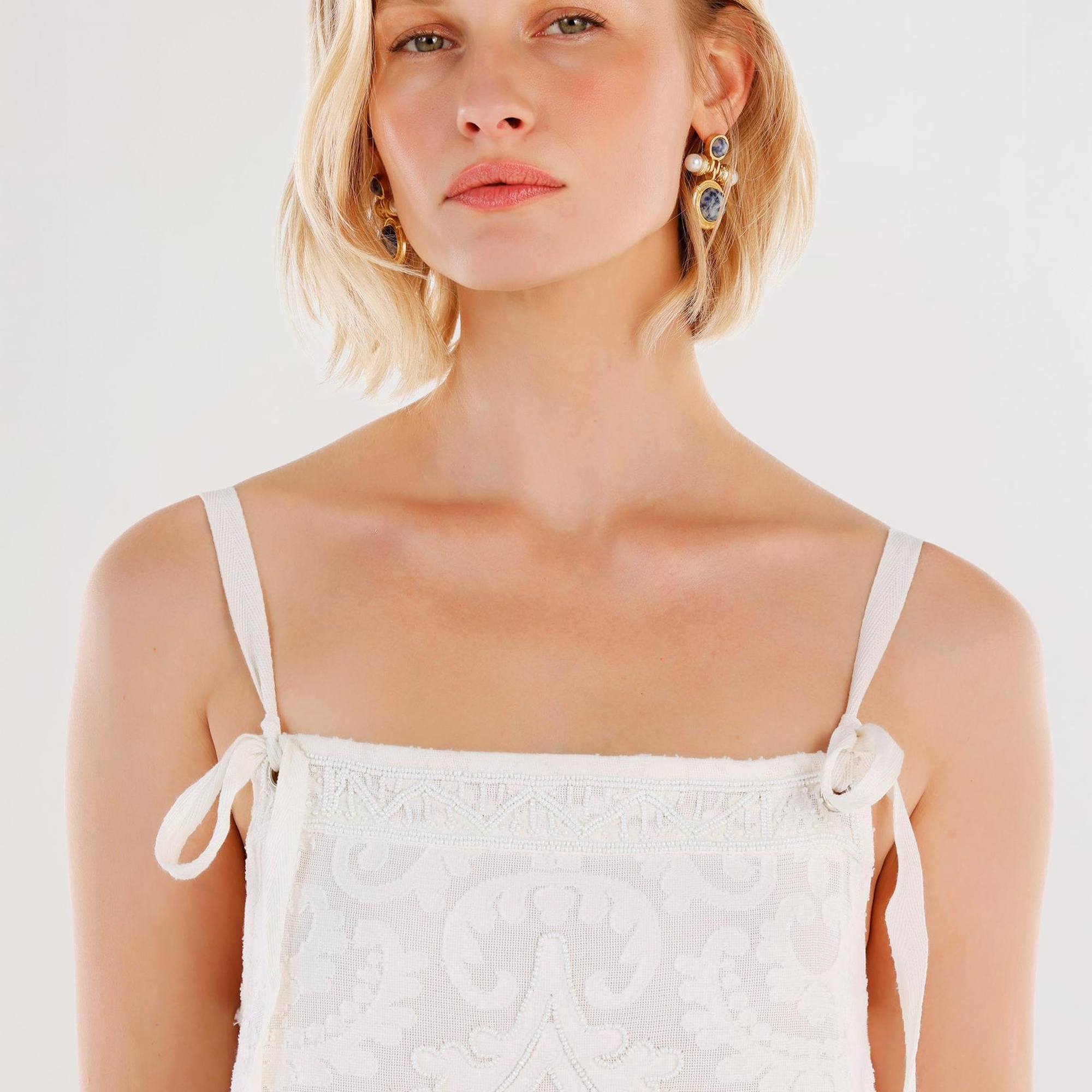 YARGICI Boncuk Işleme Detaylı Askılı Elbise