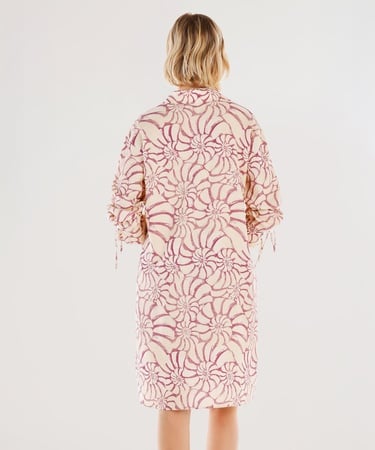  YARGICI Kol Ucu Boncuk Detaylı Uzun Kollu Gömlek Elbise