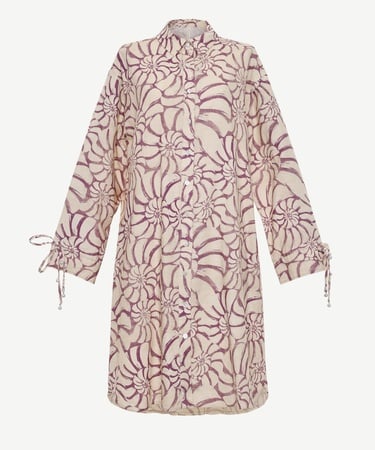  YARGICI Kol Ucu Boncuk Detaylı Uzun Kollu Gömlek Elbise